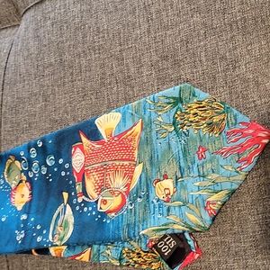 Vintage Tabasco 100% Silk Neck Tie Scuba Diving Fish Ocean Blue Red Yellow